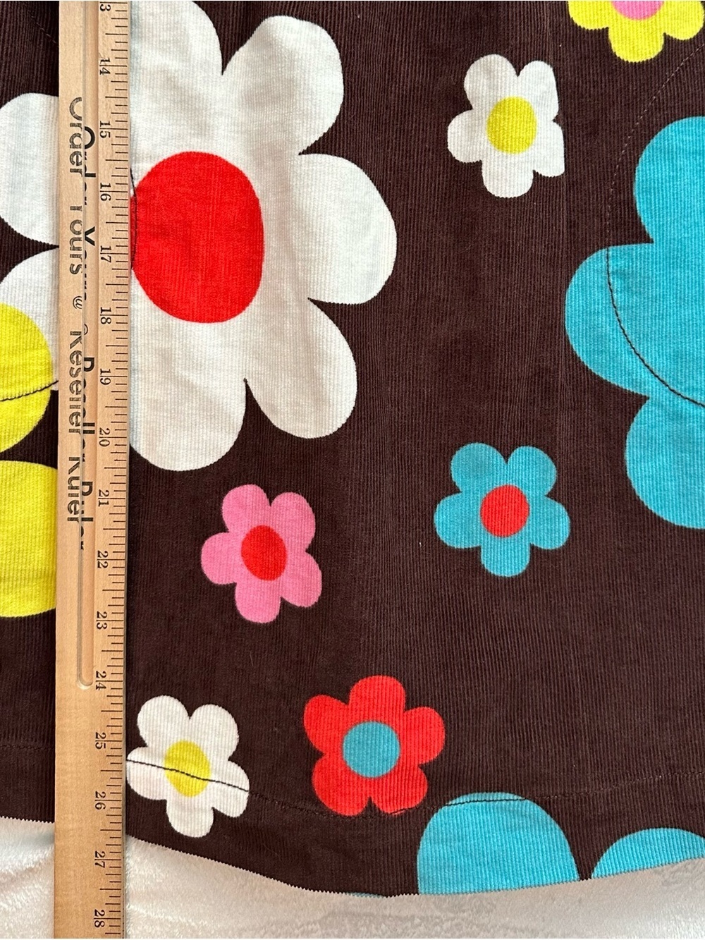 MINI BODEN Colorful Retro Daisy Corduroy Pinafore Jumper Dress Girls 7/8 NWT - Picture 3 of 7